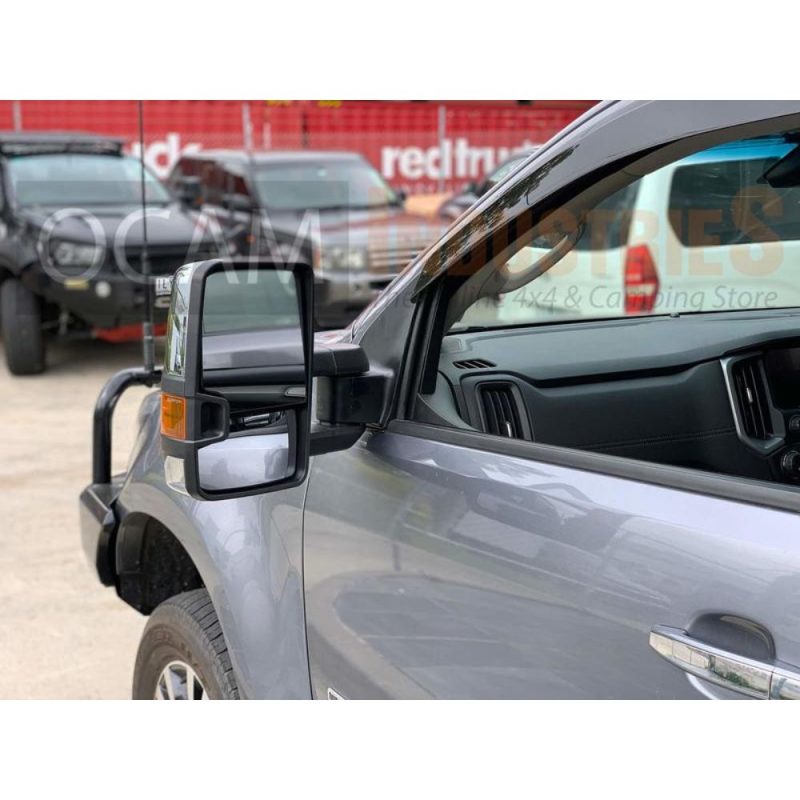 Extendable Towing Mirrors For Holden Colorado 7 Trailblazer In Chrome With Orange Indicators - Image 2