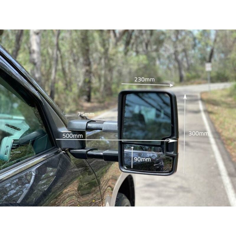 Extendable Towing Mirrors For Holden Colorado 7 Trailblazer In Chrome With Orange Indicators - Image 6