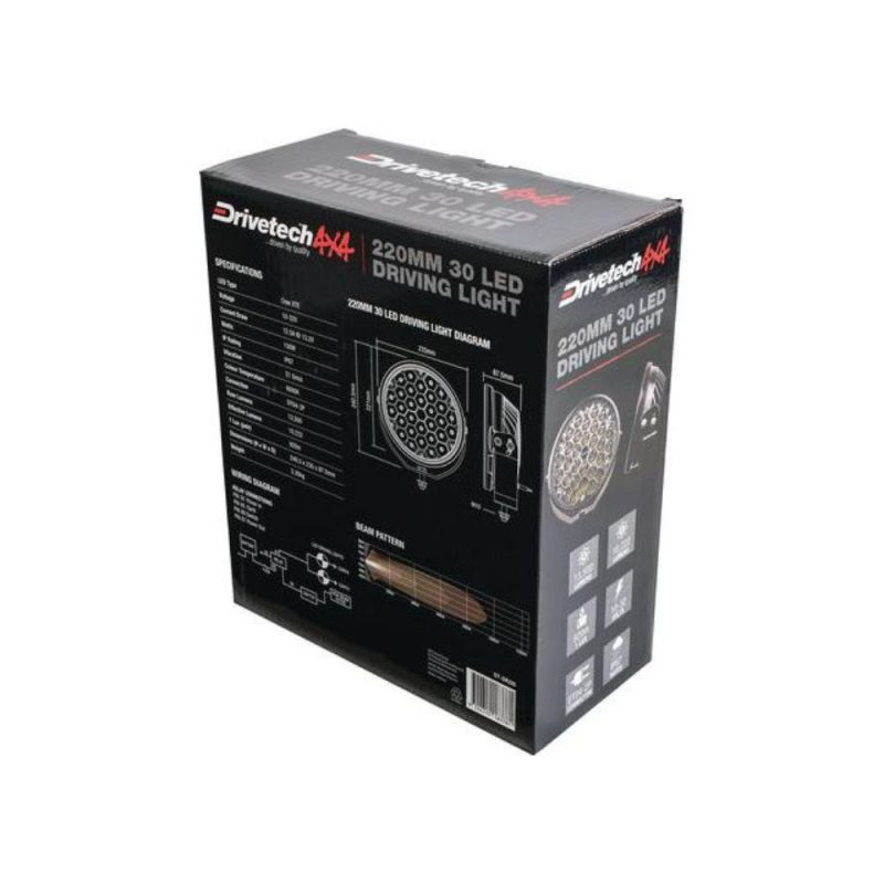 Drivetech 4X4 DT-DR220 220mm Round LED Driving Light Black - Image 4