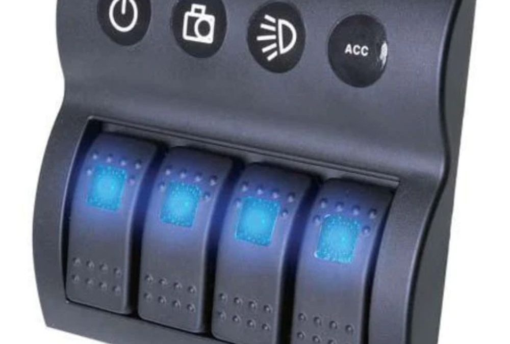 Drivetech 4×4 Rocker 4 Switch Panel On Off SPST 12 or 24V Blue Illumination