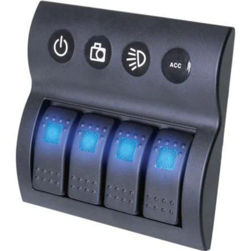 Drivetech 4x4 Rocker 4 Switch Panel On Off SPST 12 or 24V Blue Illumination