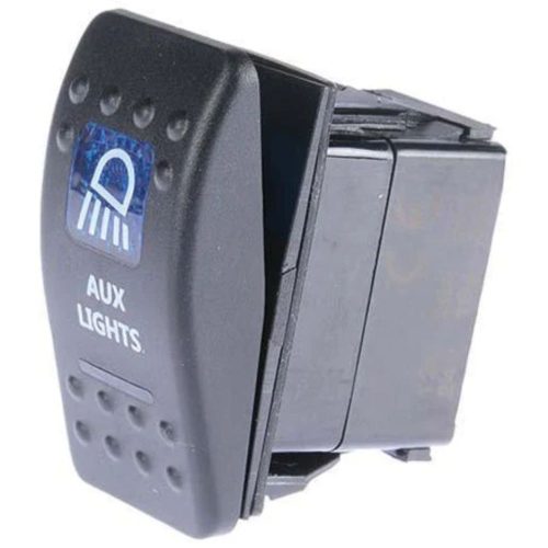 Drivetech 4x4 Rocker AUX Lights Switch On Off SPST 12 or 24V Blue Illumination