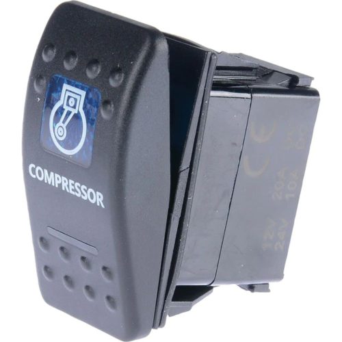 Drivetech 4x4 Rocker Compressor Switch On Off SPST 12 or 24V Blue Illumination