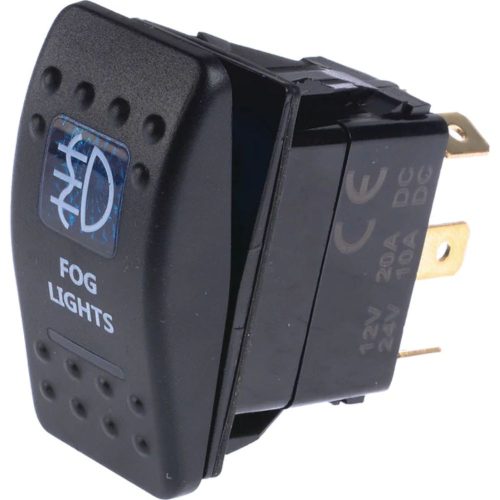 Drivetech 4x4 Rocker Fog Light Switch On Off SPST 12 or 24V Blue Illumination