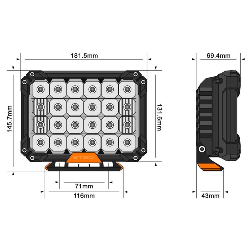 STEDI Single Quad PRO LED Driving Light - SNGL-1X-QUAD-PRO - Image 4