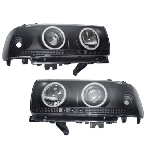 Smoke Angel Eye Pair Head Lights LED For Toyota Landcruiser 80 Series Halo Projector AU