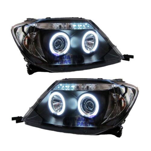 Black CCFL Angel-Eyes Projector Head Lights For 2005-2010 Toyota Hilux SR5 Ute