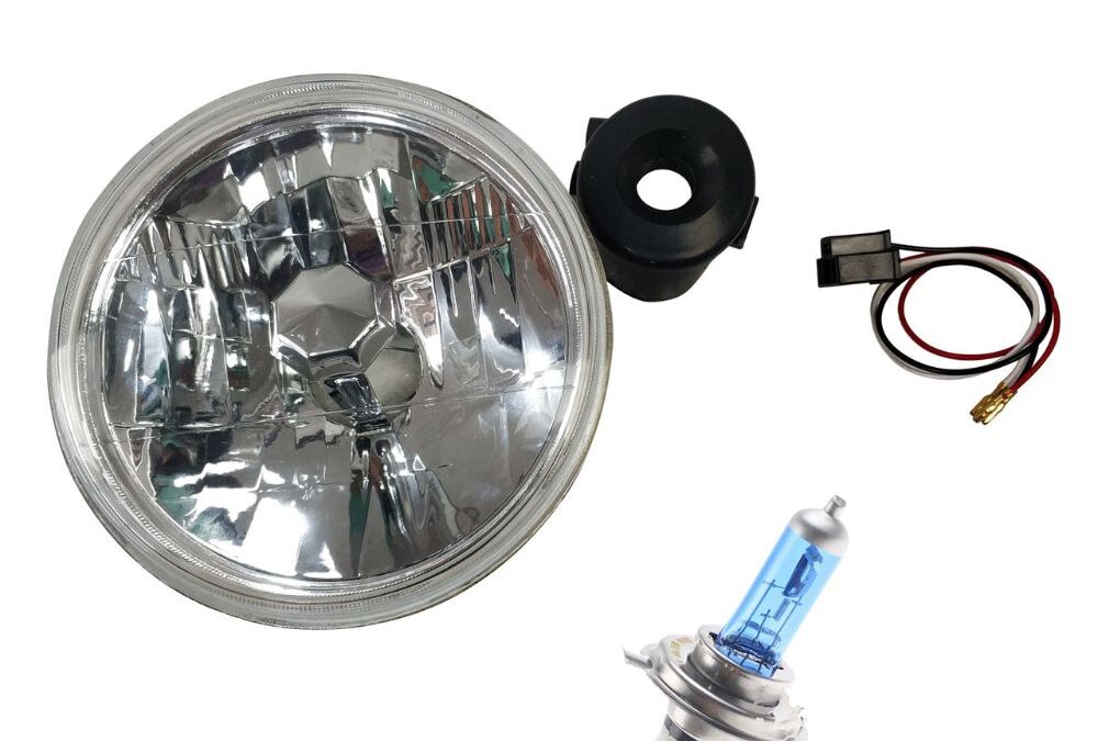 Headlight Upgrade Kit 2 x 7″ Round Lamp 60/55W H4 Halogen Conversion Kit Pair