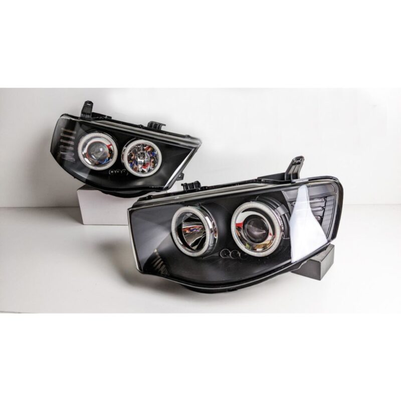 Black Ultra LED Angel Eyes Projector Headlights For 2006-2015 Mitsubishi Triton - Image 3