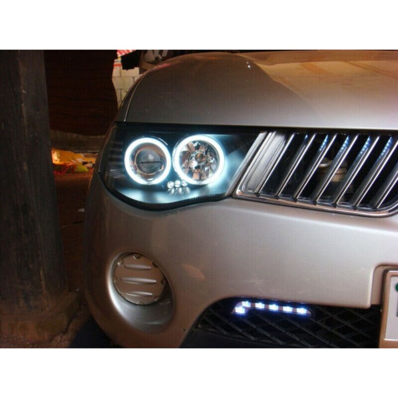 Black Ultra LED Angel Eyes Projector Headlights For 2006-2015 Mitsubishi Triton - Image 4